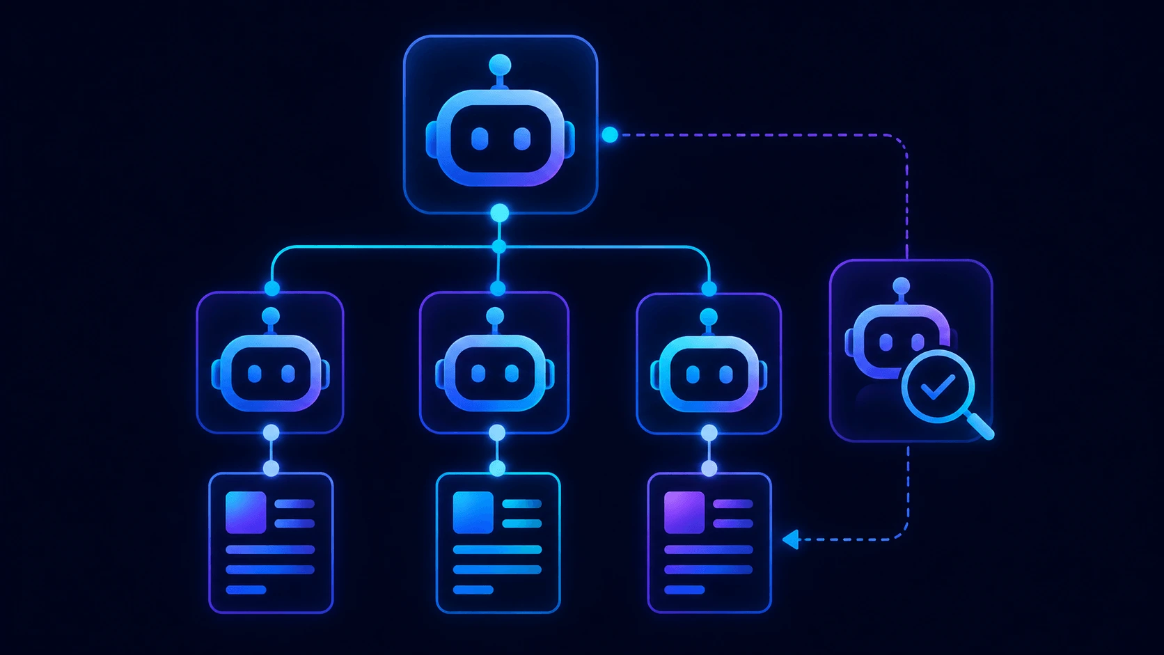 multi-agent orchestration pattern diagram showing manager, worker, and reviewer agents