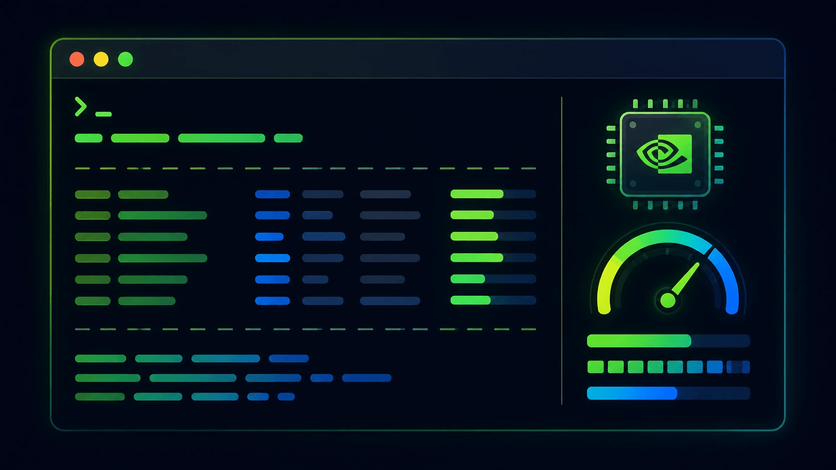terminal output showing nvidia-smi VRAM check before running a local LLM