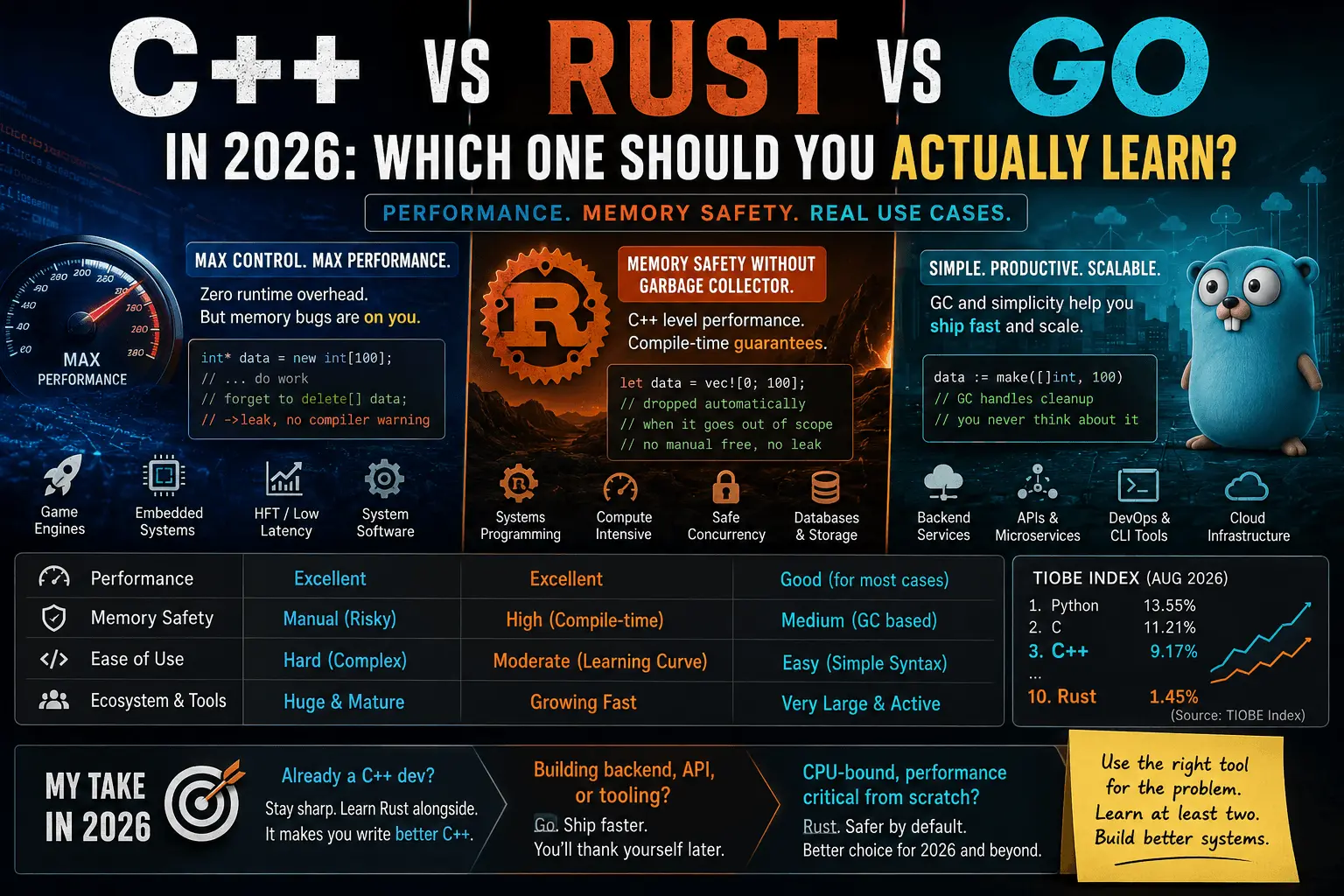 C++ vs Rust vs Go in 2026: Which One Should You Actually Learn?