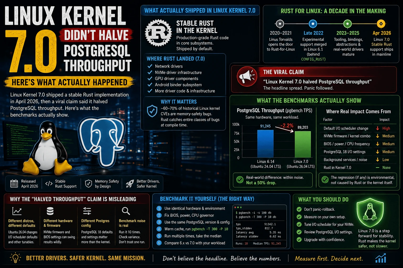 Linux Kernel 7.0 Didn't Halve PostgreSQL Throughput — Here's What Actually Happened